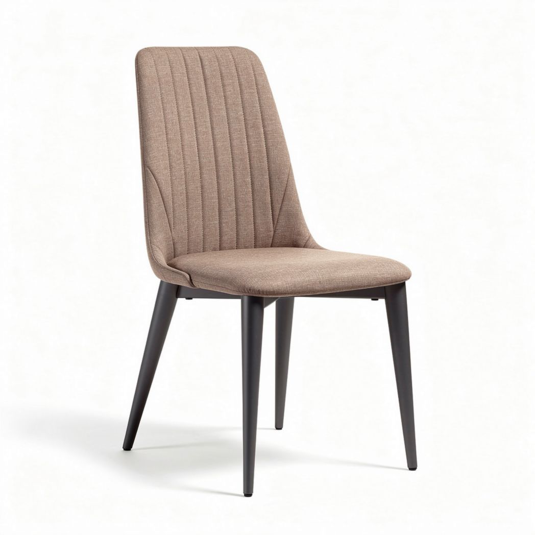 Fabric dining chair with ribbed design in beige metal legs 45 x 50 x 90cm