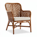 Woven rattan lounge chair with removable cushion in neutral color 80 x 75 x 90cm