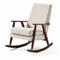 Rocking chair with a beige fabric cushion and wooden frame 100 x 70 x 90cm