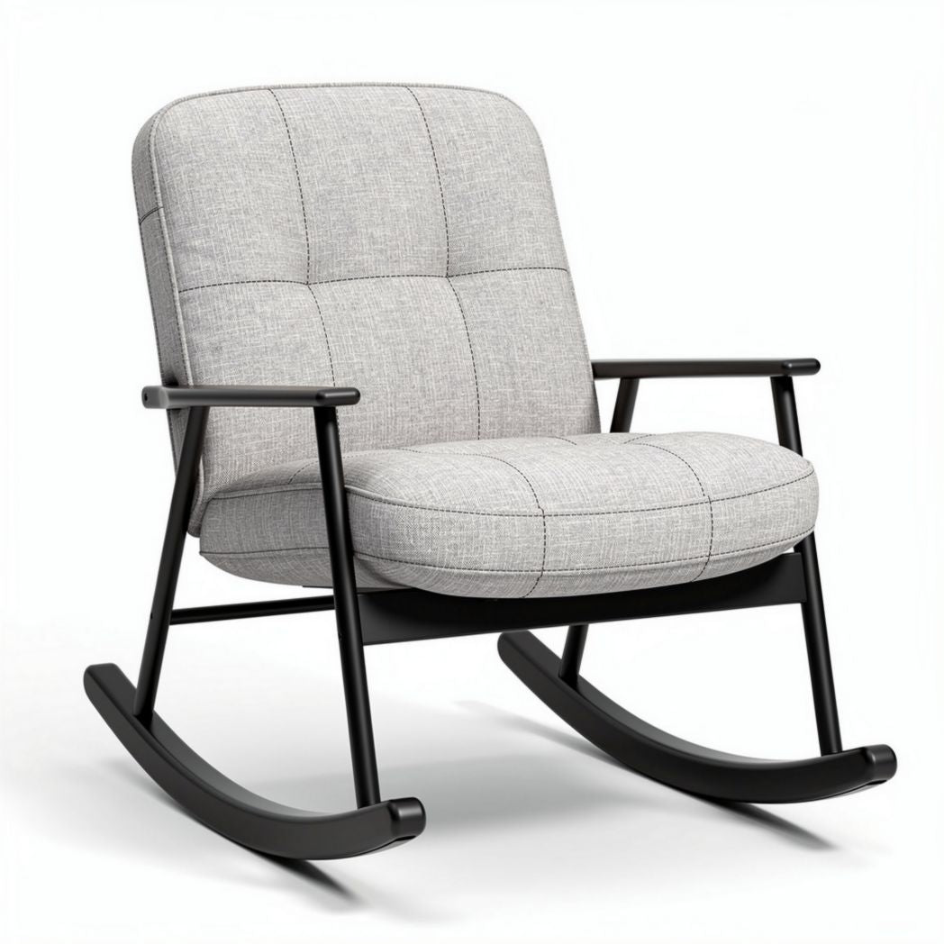 Rocking chair with fabric upholstery and black frame 70 x 75 x 85cm
