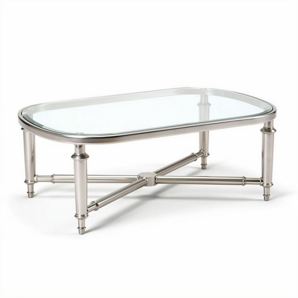 Glass top coffee table with metal legs 120 x 70 x 40cm modern design