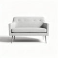 Modern two-seater sofa in light grey fabric with stainless steel legs 150 x 80 x 85cm