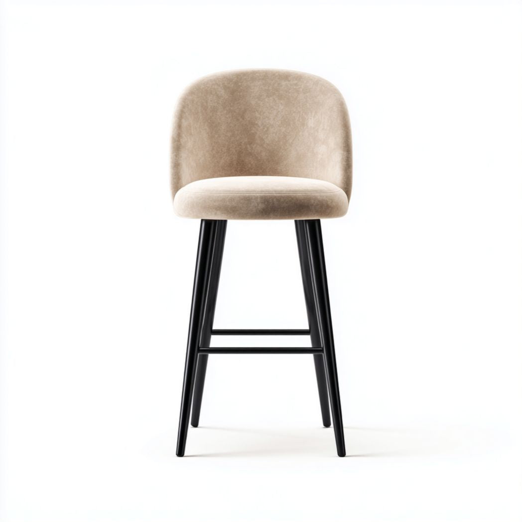 Fabric bar stool with gold metal legs and backrest 45 x 50 x 95cm