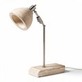 Table lamp with adjustable arm and cylindrical beige stone shade 25 x 15 x 40cm