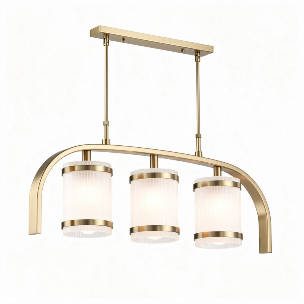 Gold metal pendant light with glass shades for dining room 70 x 20 x 30cm