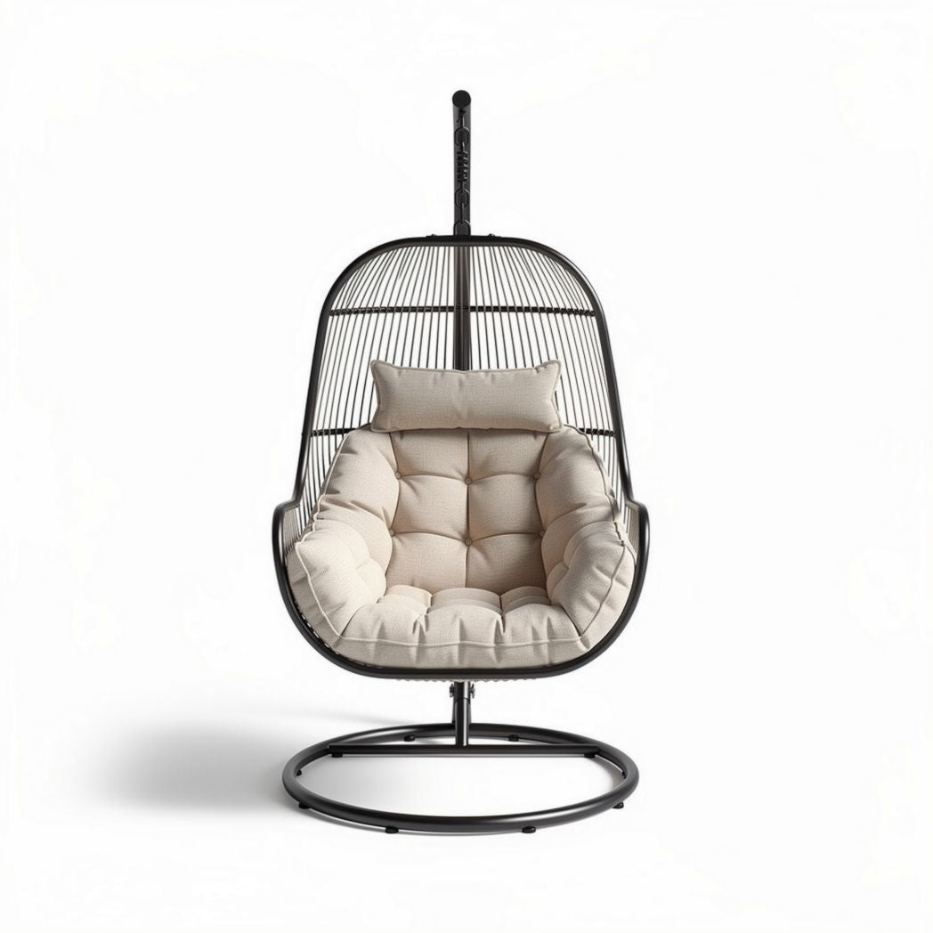 Bamboo hanging chair with cushion for indoor and outdoor use 90 x 80 x 120cm