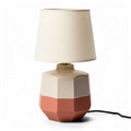 Ceramic table lamp with fabric shade in beige and terracotta 30 x 20 x 50cm