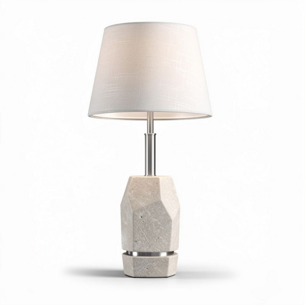 Concrete table lamp with fabric shade and modern design 30 x 30 x 60cm