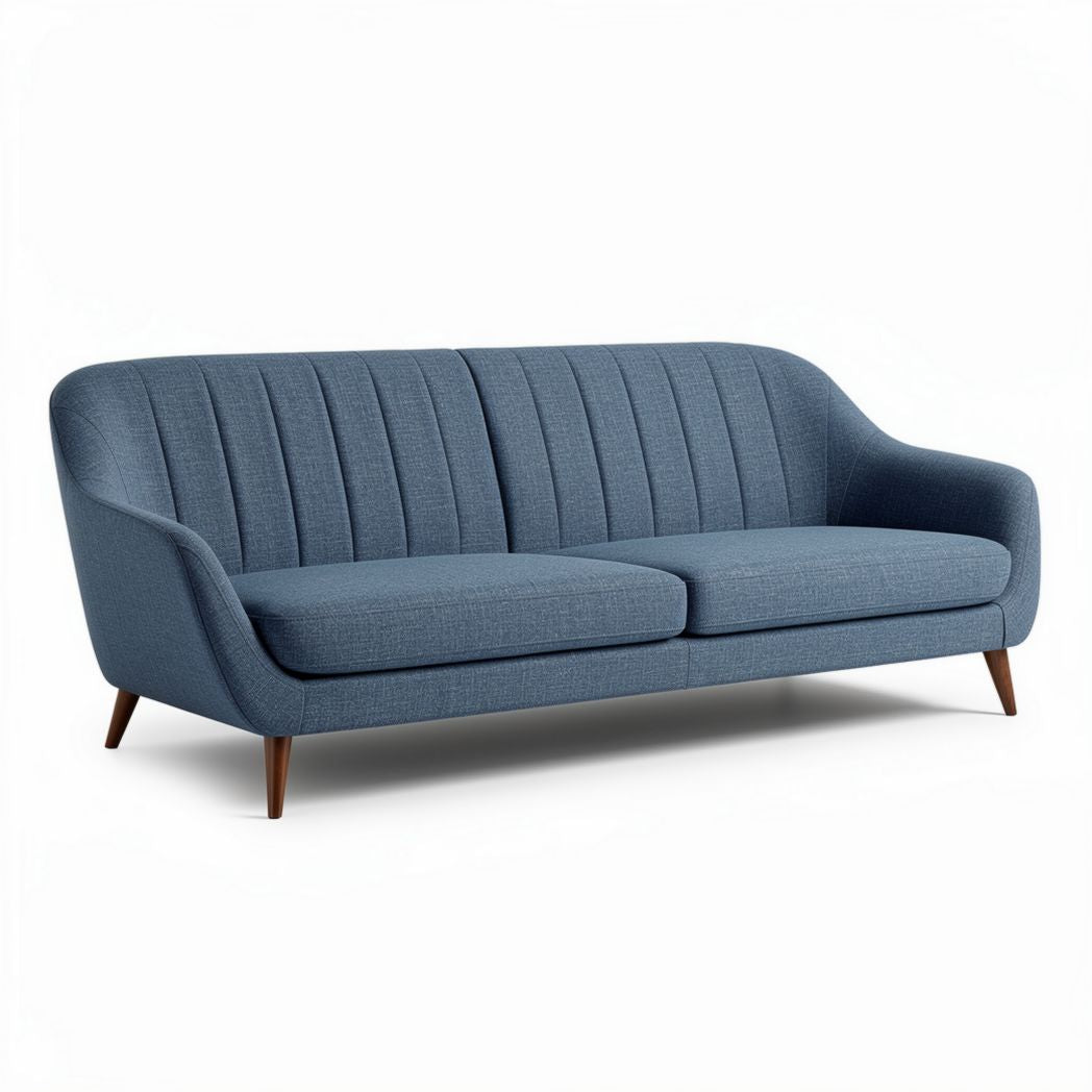 Modern grey fabric sofa with black metal frame 210 x 90 x 80cm