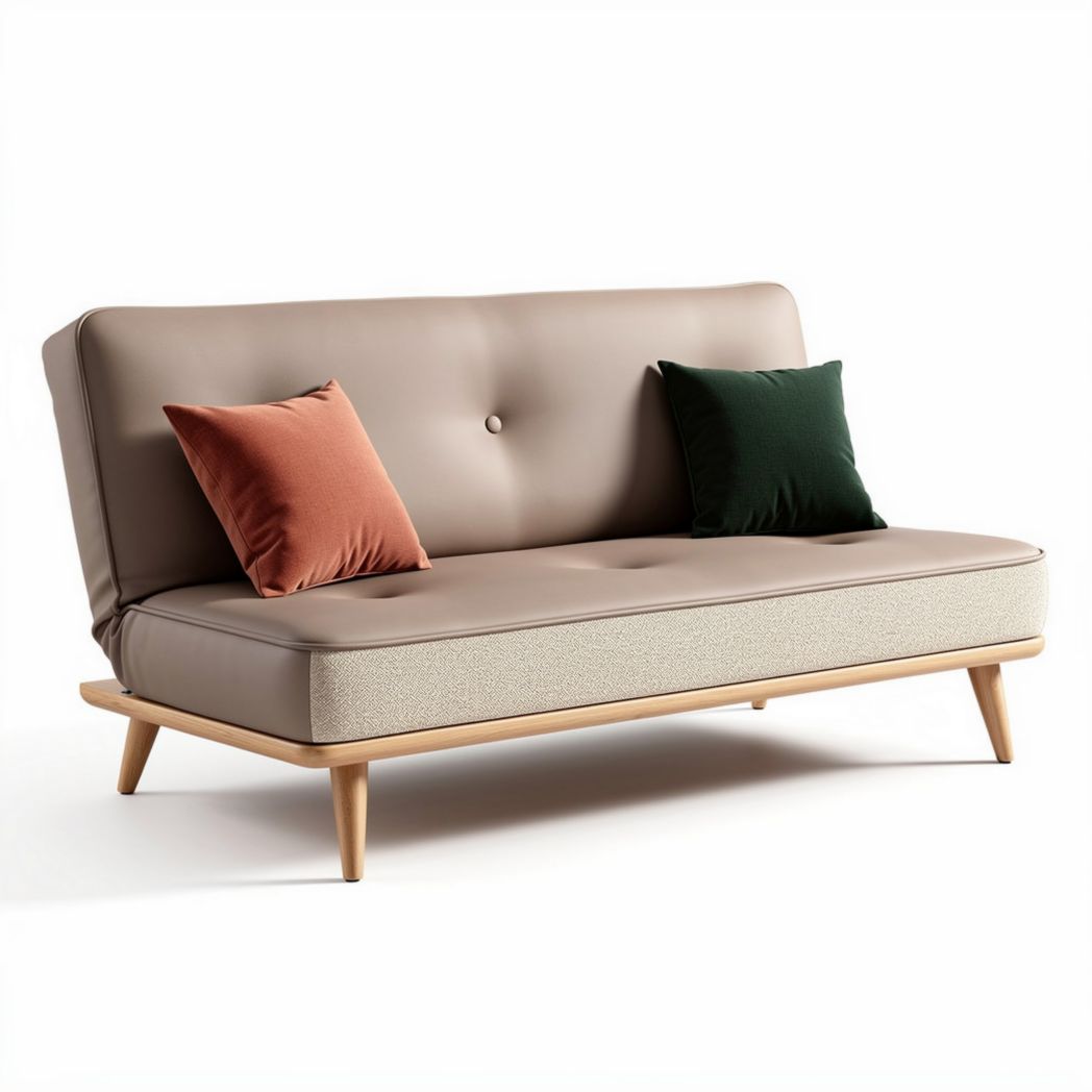 Sofa bed with modern design fabric upholstery and wood legs 180 x 90 x 80cm