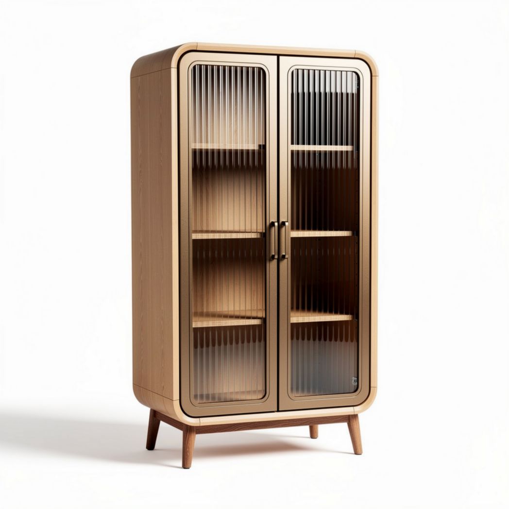 Wooden display cabinet with glass doors and adjustable shelves 90 x 50 x 150cm