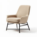 Upholstered armchair in beige fabric with black metal frame 80 x 70 x 90cm