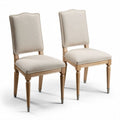 Upholstered dining chairs in beige linen with wooden legs 45 x 40 x 90cm