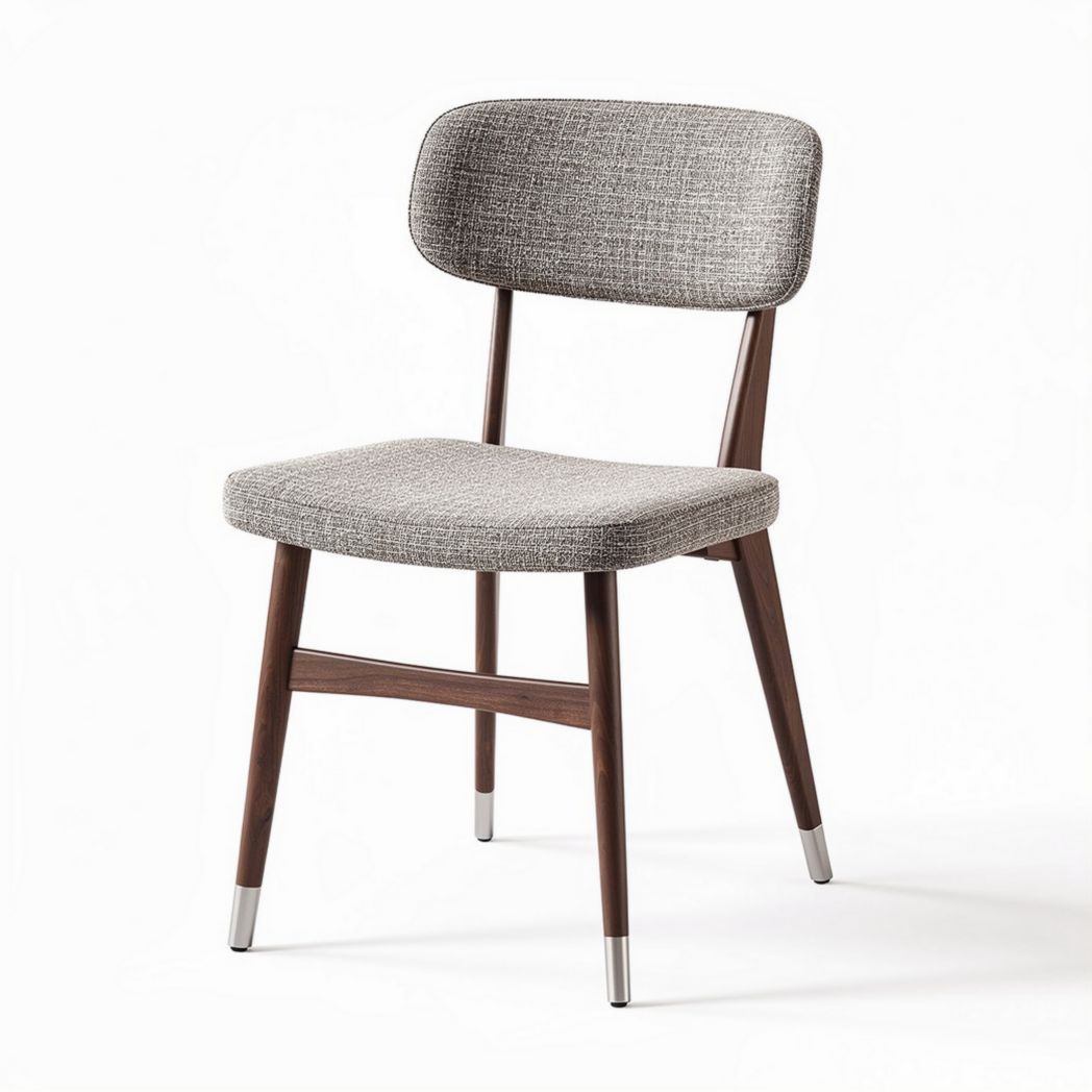 Fabric dining chair with wooden legs in gray 45 x 45 x 85cm