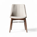 Fabric dining chair with wooden frame in beige 45 x 50 x 85cm