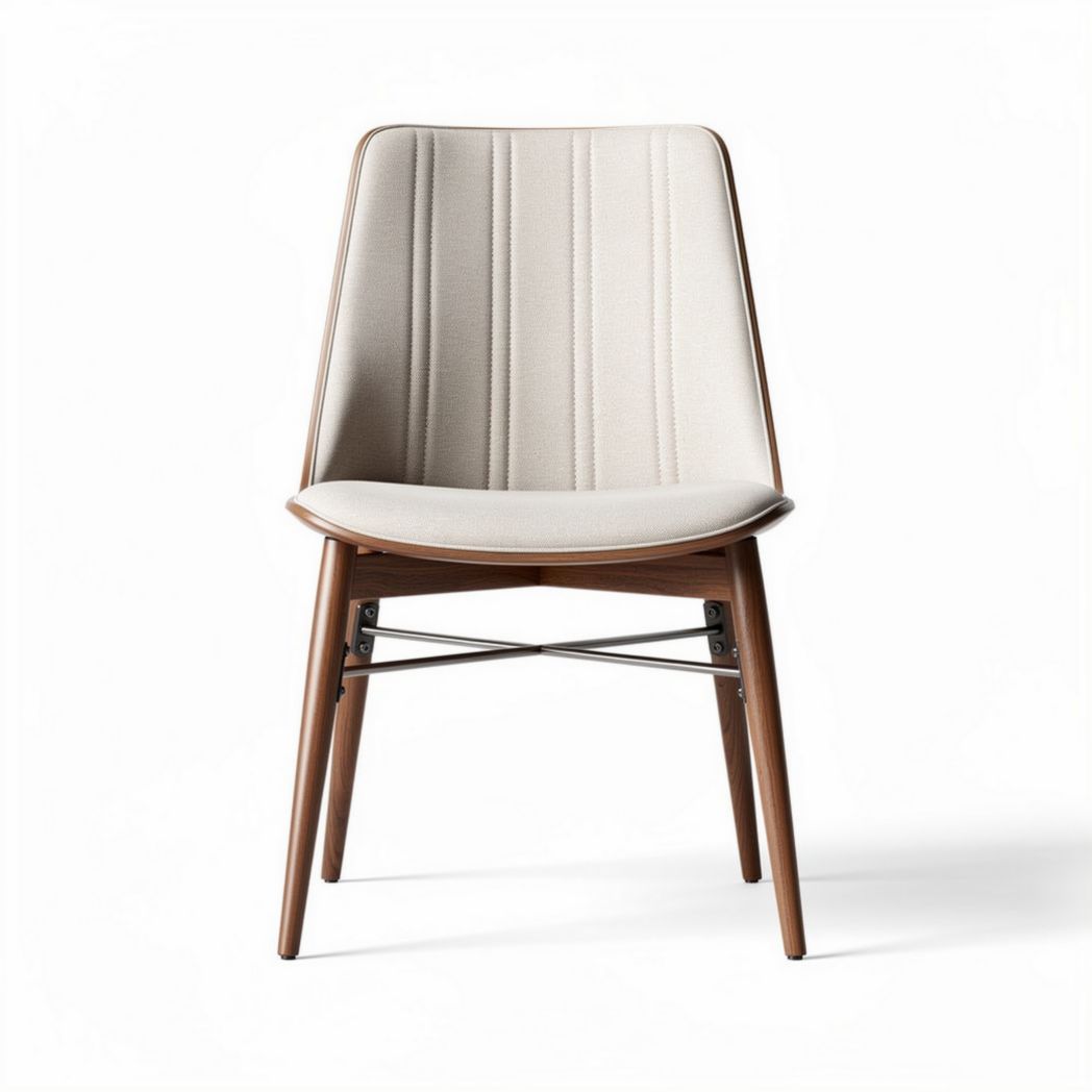 Fabric dining chair with wooden frame in beige 45 x 50 x 85cm