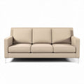 Fabric upholstered three-seat sofa in beige with metal legs 190 x 85 x 75cm